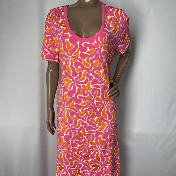 NEW MAC DUGGAL Womens Dress Pink/Orange Size S Scoop Neck Floral Knit Maxi - Picture 1 of 8